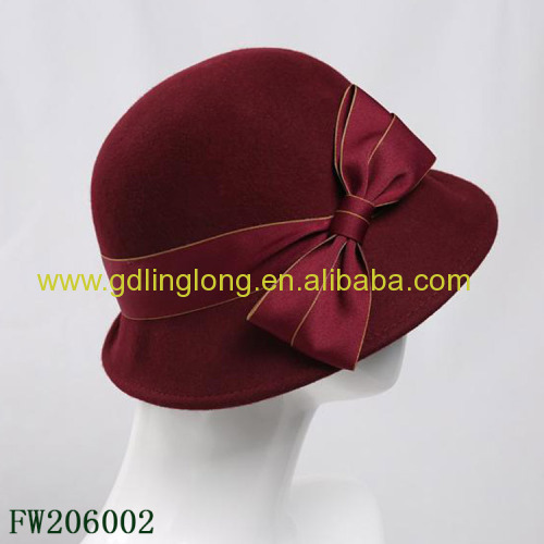 Red Wine Winter Wool Felt Hat