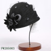 Hot sale women's black wool felt cloche hat with flower decoration