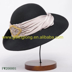 Handmade women wool felt fedora hats with Beautiful Ribbon Decoration