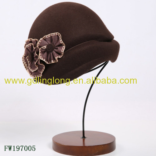 Europe style 's 100% wool felt Newsboy hats with felt flowers for winter