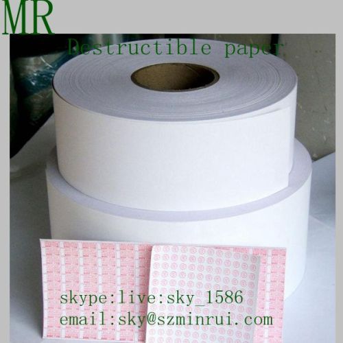 Minrui Wholesale Blank Adhesive Destructible Vinyl Rolls Self Fragile Label Sticker Roll