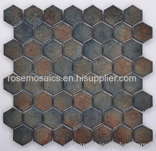 Hexagonal Shape Iridescent Glass Mosaic