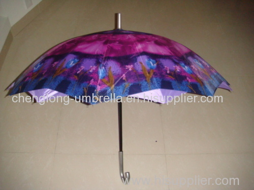 OUTSIDE PRINT INSIDE SOLID DOUBLE LAYER STRAIGHT UMBRELLA