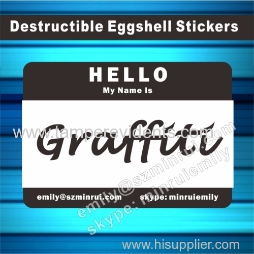 Custom Facotry Price Black Printed Hello My Name Is Eggshell Stickers Printing