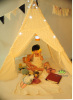 Kids girls Play Room Indian Wood Tent Indoor Outdoor Princess White Lace Teepee wigwarm