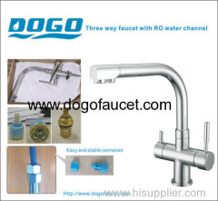Three way kitchen faucet in chrome finished