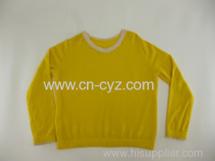 Women's Crew Neck Yellow Knitted Pullovers