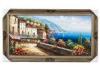 Beautiful beach and buildings seascape oil painting on canvas wall art for home decoration