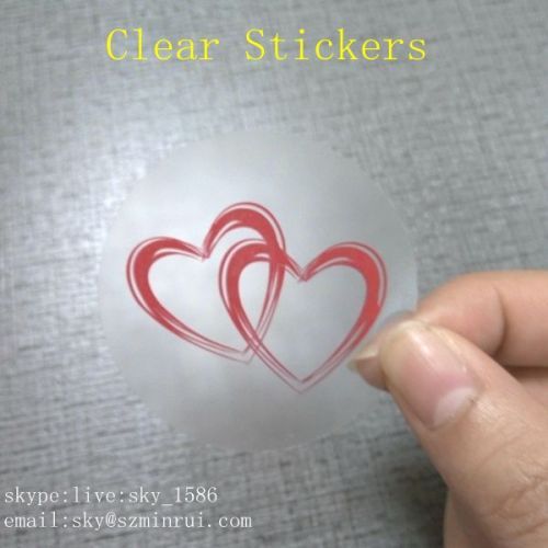 Red Heart Round Custom Transparent Label Dia 30mm Circle Clear Seal Vinyl Labels