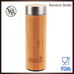 BPA free eco-friendly custom logo stainless steel bamboo tea thermos bottle