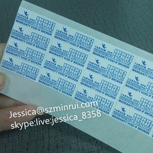 Custom Date and Logo Printing Adhesive Labels Paper Warranty Sticker Security Labels For Packing Stickers