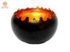 Black Metal candle holder with goldleaf covered inside bowl shape