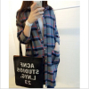 Women's fit long section plaid flannel shirt