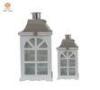 Contemporary white Wood Candle Lantern for garden / Home Decor