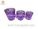 Purple Decorative Votive Mercury Electroplate Glass Candle Holder Three set