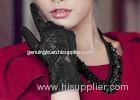 Lace Cuff Black Women Leather Driving Gloves Touch Screen Fashion Style Ladies Gloves