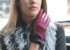 Red High End Real Sheep Lamb Leather Driving Gloves Womens Winter Warm Gloves