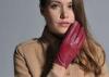 Custom Made Zipper Cuff Women's Leather Driving Gloves With Red Sheep Lamb Leather