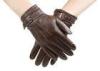 Bassic Style Men's Leather Gloves With Belt Buckle Cuff Sheep Leather Brown Color