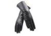 Women Mid Length Fashion Leather Gloves With Embroider Cuff Sheep Leather