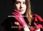 Fashion Women Red Short Touch Screen Leather Gloves With Metal Flower Cuff
