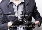Geometric Stitching Cuff Men Leather Touchscreen Gloves with Sheep Lamb Leather