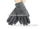 Men's Black / Grey Leather Driving Gloves With Bassic Style Sheep Leather & Wool Fabric