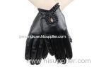 Super Short Ladies Leather Driving Gloves With Hollow Leather Frilling flower Cuff