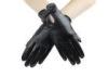 Black Women / Ladies Leather Driving Gloves With Bowknot Cuff Fashion Style