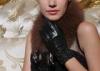 Customized Womens Black Leather Gloves Pink or Brown with Sheep Leather