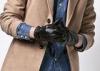 Customized Fashion Men's Short Leather Gloves With Belt Buckle Cuff Black Color