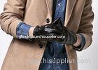 Customized Fashion Men's Short Leather Gloves With Belt Buckle Cuff Black Color