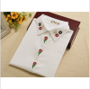 Women's white flower embroidery shirt