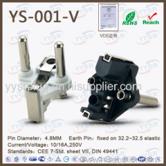 VDE flat cee7/7 europlug french plug insert