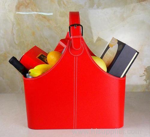 High grade PU leather Gift Basket