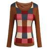 colorful checked womens knit sweaters in wool blended for spring wear