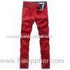 Red Cotton Summer Mens Casual Pants Eco Friendly Long trousers