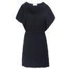 Knee length Girls Jersey Dress Chiffon Round Neck Womens Black Dresses