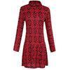 Geometrical black and red wool-like ladies casual long dress for Autumn