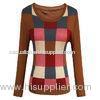 colorful checked womens knit sweaters in wool blended for spring wear