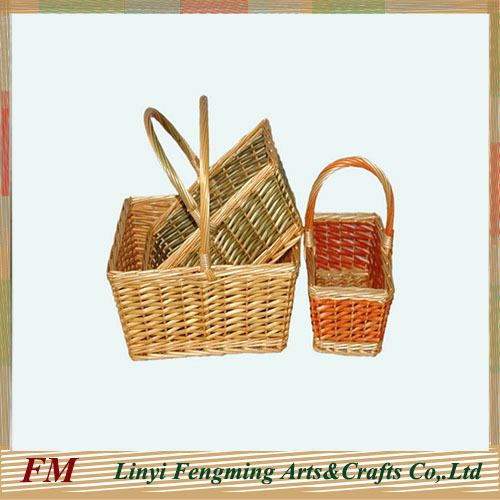 small wicker flower basket with handles