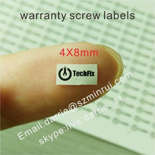 Small Rectangle self adhesive crumblin on the electronic panels 4X8mm warranty sticker.Free custom warranty screw label
