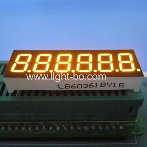 common anode super bright Amber0.36 inch 6 digit 7 segment led display