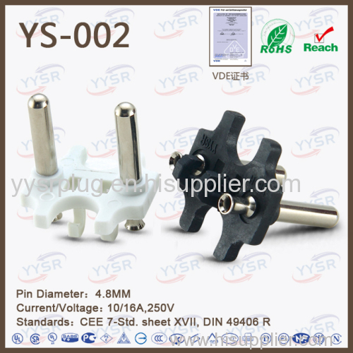 4.8mm holland plug insert VDE plug cee7 17 standard socket plug