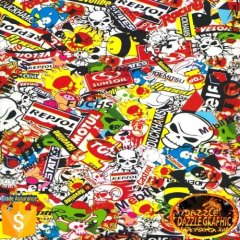 Factory Outlet Dazzle Graphic Sticker Bomb Pattern Water Transfer Printing Film Hydrographic Film