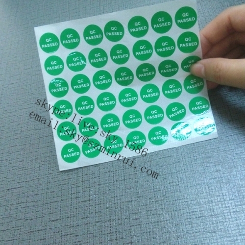 Nice Price Green Round QC Passed Sticker Laminated Waterproof QC Pass Sticker
