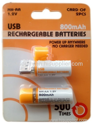 Durable 1.2v Ni-mh dry USB rechargeable Battery