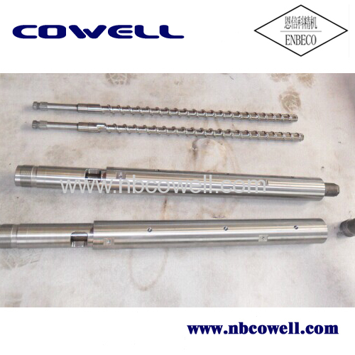 Extrusion barrel screw for pellet machinery for cowell