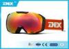 Red Coating TPU Frame PC Lens mirrored Snow Ski Goggles Flexile strap with DEX logo