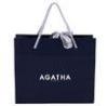 Decorative Blue Recyclable designer shopping bags embossed with Ribbon